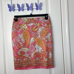 NWOT Charter Club‎ women’s pink orange white paisley lined stretch mini skirt 6P